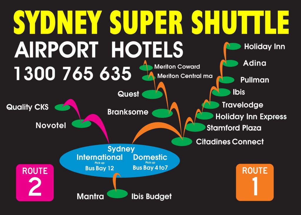 Airport hotels shuttle diagram